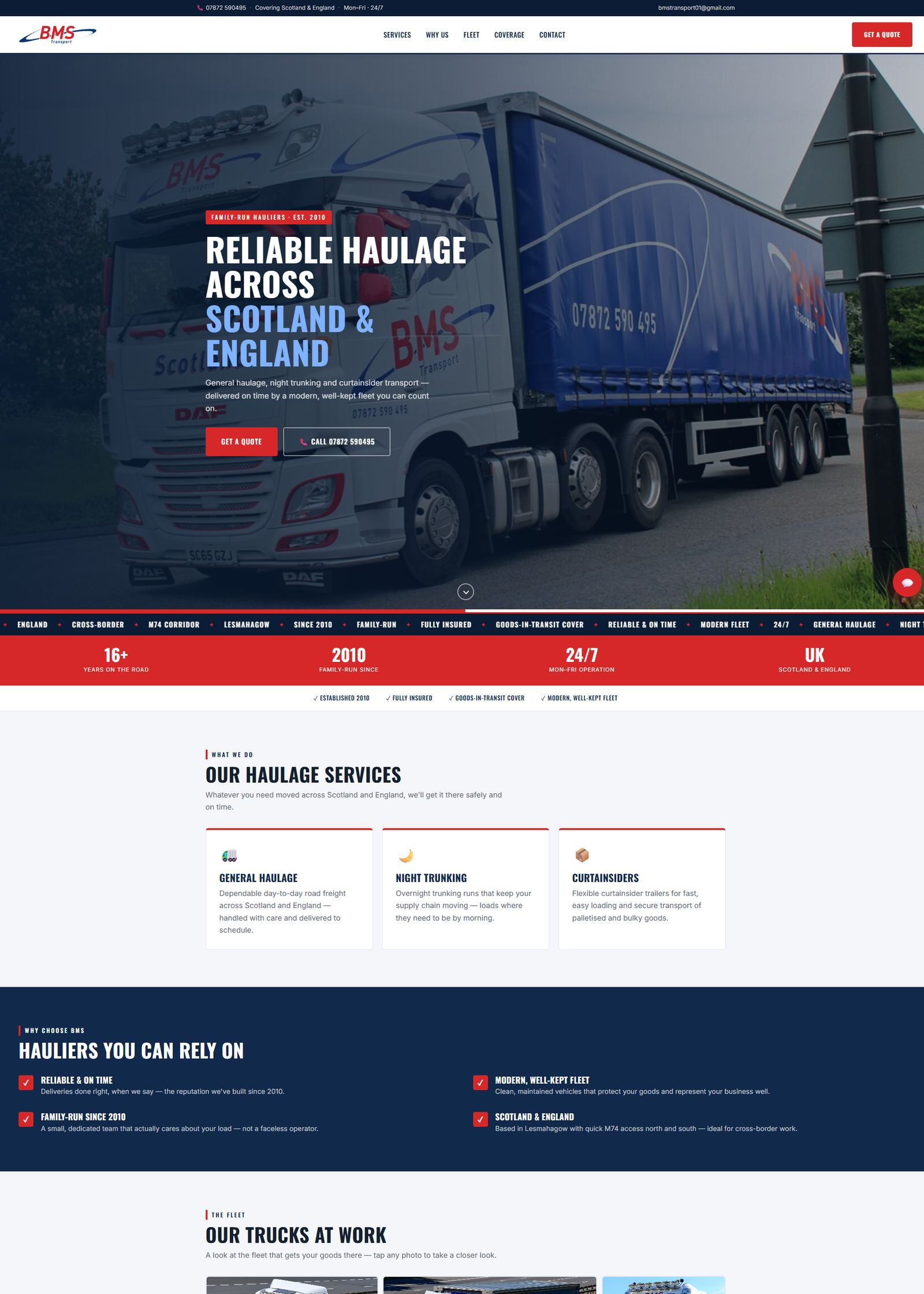 BMS Transport website
